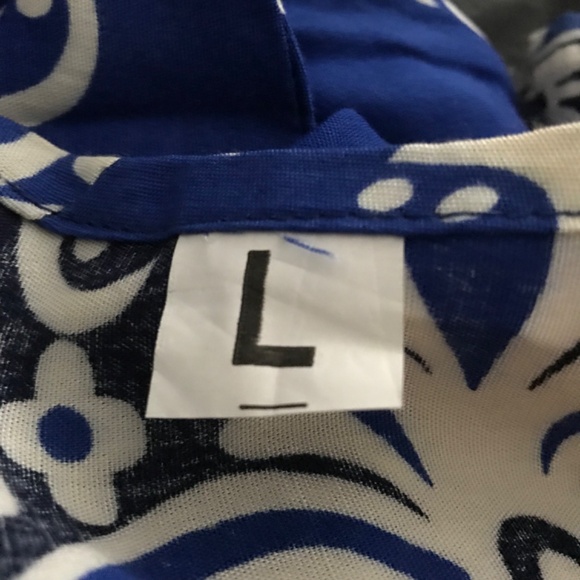 NWOT Patterned Polka Dot Dress L Sleeveless Pocket Round Collar Front Ribbon - Picture 6 of 6